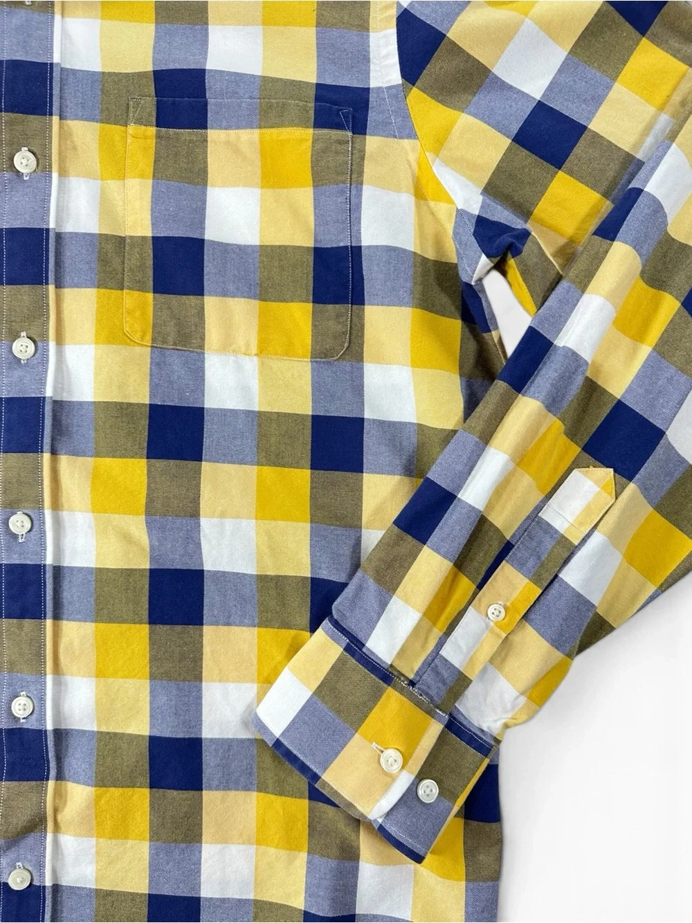 Men’s Banana Republic Yellow & Blue Checked Button-Down Shirt L